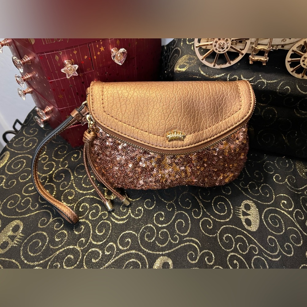 Juicy Couture Sequin Brown Copper Wristlet Clutch